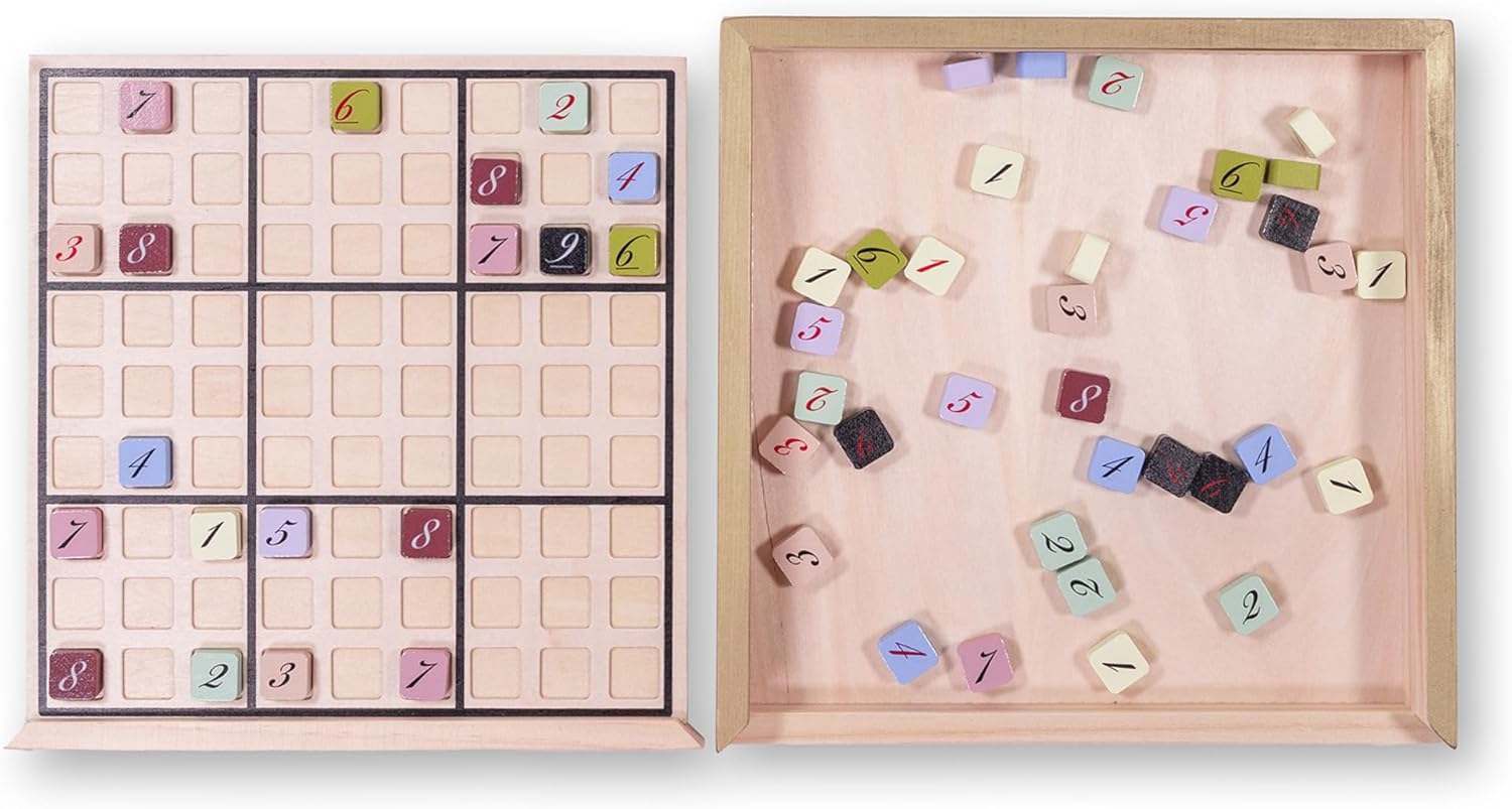 ケイト・スペード ニューヨーク 木製数独ボードゲーム 大人向けパズル120個付き 9インチ x 9インチ コーヒーテーブルゲーム 木