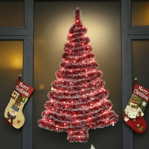 Miniatura 15 de Ceenna 2 guirnaldas de oropel de Navidad de 32.8 pies con 100 luces LED de 32.8 pies para colgar en la pared, árbol de Navidad, decoración de