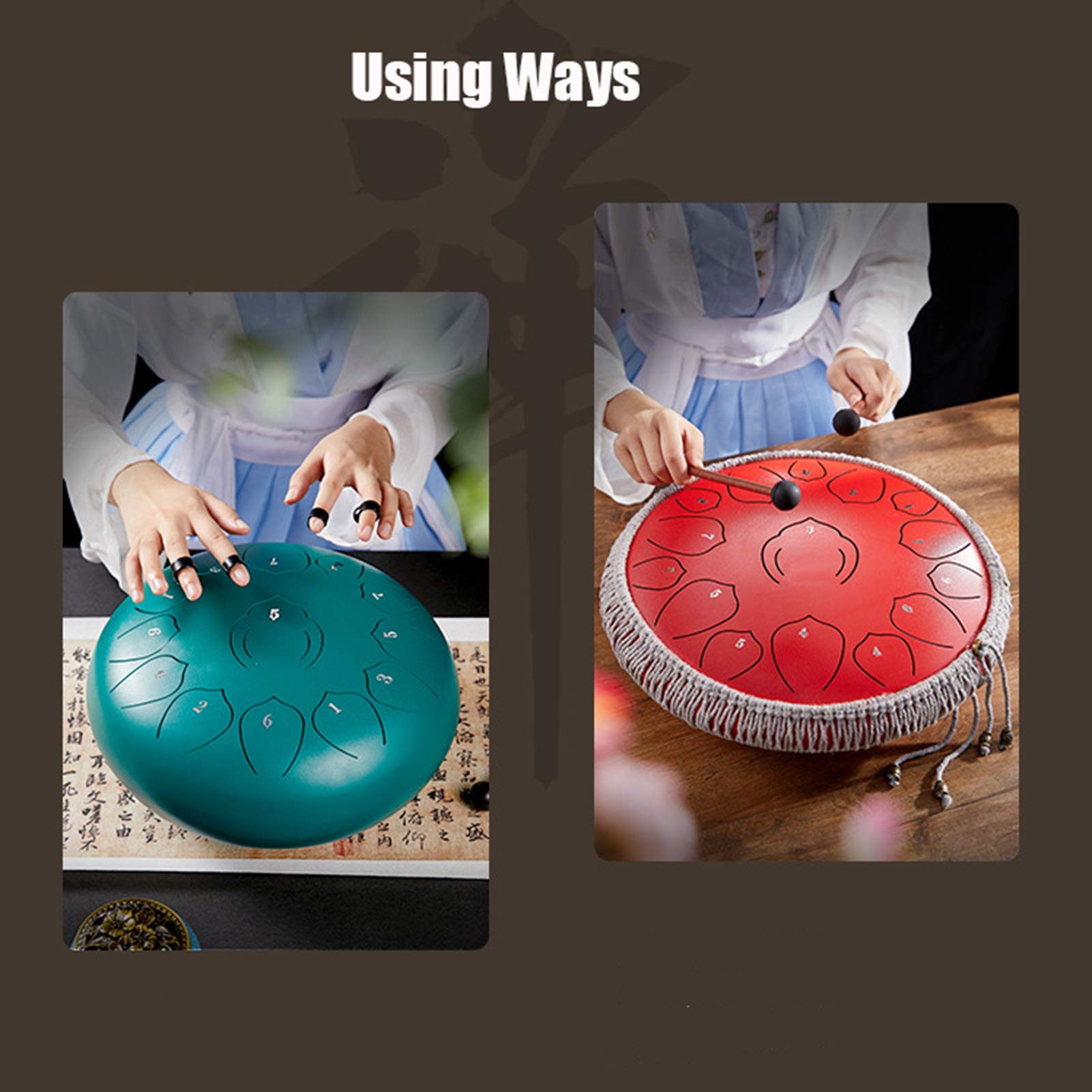 Tambor de Lengua de Acero de 15 Notas de 14 Pulgadas para Adultos, Tambor de Lengua de Mano para meditación, Entretenimiento, educación Musical, Concierto, curación Mental, Yoga para Regalo de CU