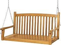 Vista 1 de Columpio colgante para porche marrón tradicional madera de acacia occidental resistente al clima