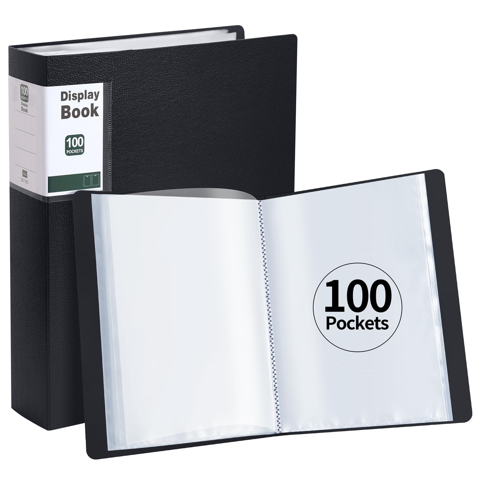 2 Unidades Carpeta Fundas Plastico A4, Carpetas de Fundas con 100 Bolsillos(Negro)