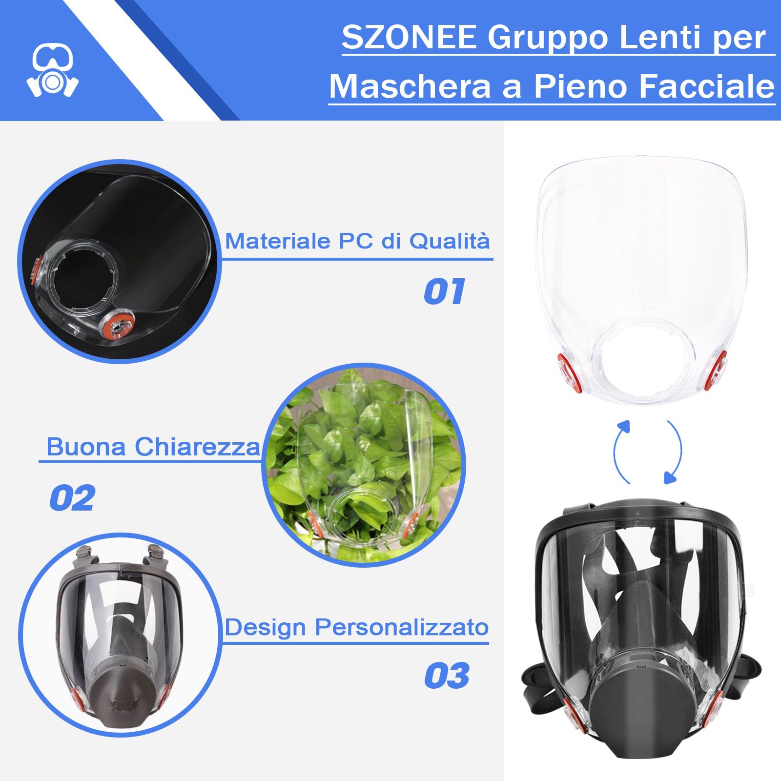 Obbiettivo Trasparente 3M Lente Trasparente Di Ricambio 3M 6898 | Per Maschere 6700, 6800, 6900 | Nuova Originale Ricambio Per 3M 6700 6800 - Foto 5