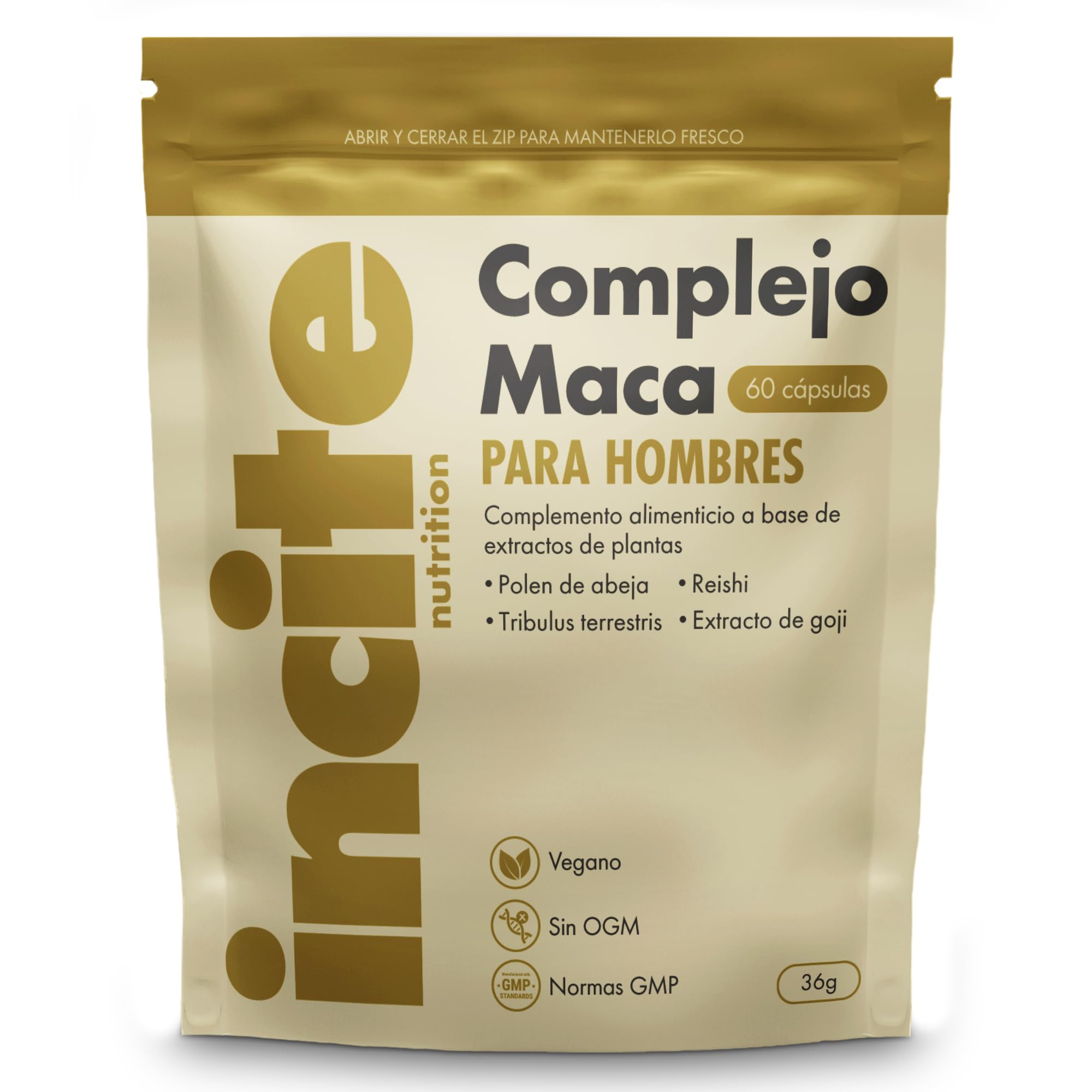 Incite Nutrition Maca Root Complex – 60 cápsulas veganas | Maca negra con reishi, tribulus y bayas de goji – Apoyo a la energía y la vitalidad – Cápsulas de raíz de maca para hombre