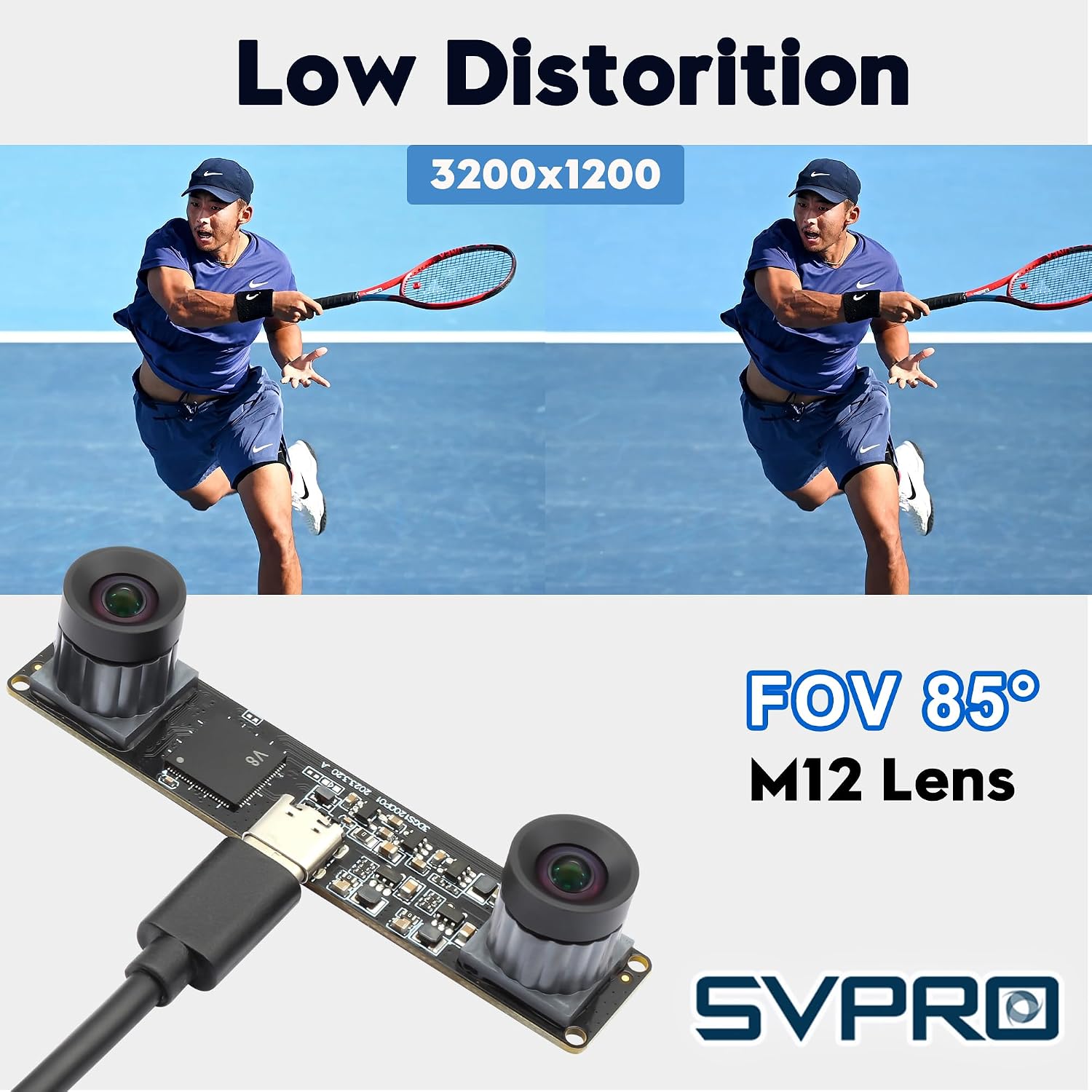 SVPRO 2MP Global Shutter USB Camera with M12 Dual Lens for Industrial and Machine Vision