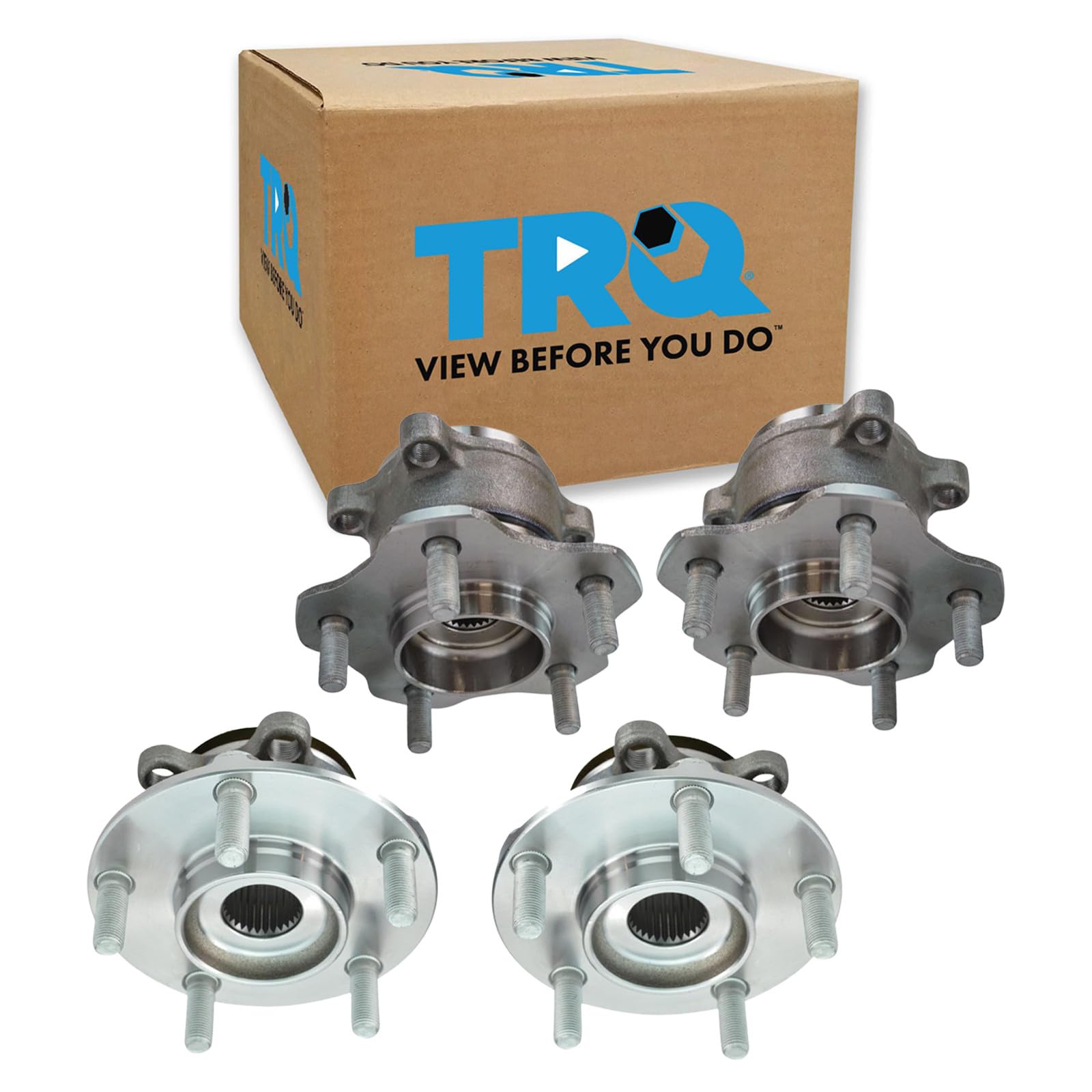TRQ Front and Rear Wheel Bearing and Hub Assembly Set 4 Piece