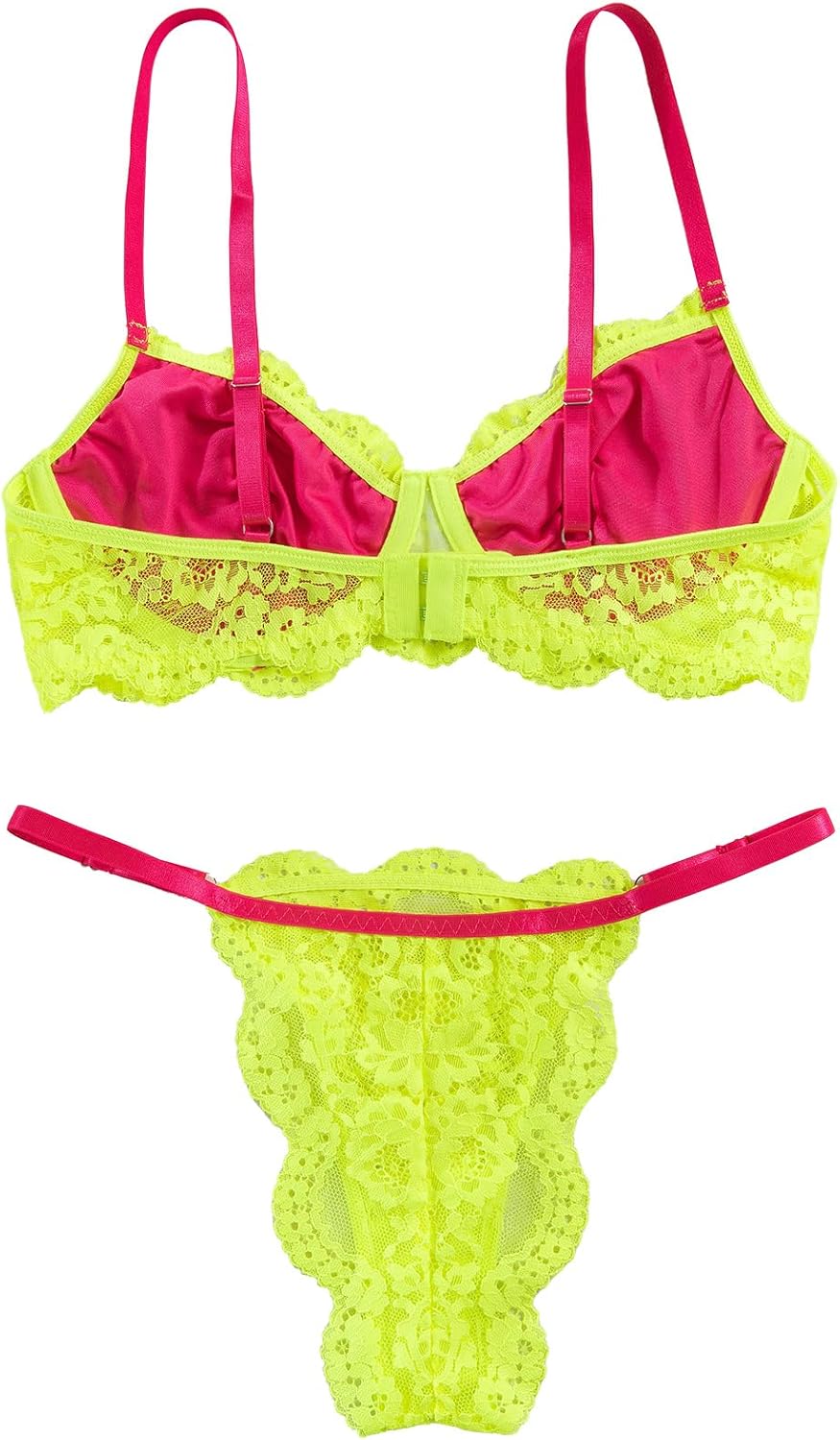 Lilosy Sexy Underwire Push Up Scallop Floral Lace Sheer Lingerie Set for Women Bra and Panty 2 Piece - Image 5