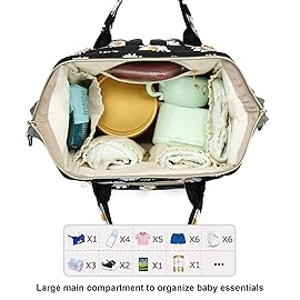Yusudan Floral Diaper Bag Backpack for Baby Girls Boys, Flowers Mom Nappy Bags for Women (Daisy Black)