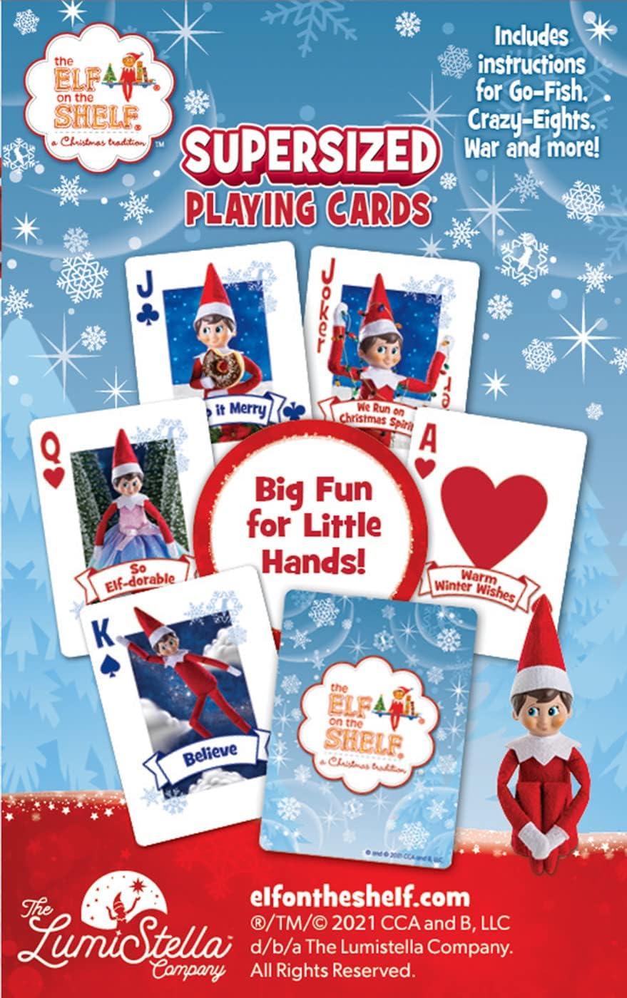 MasterPieces Licensed Kids Games - Elf on The Shelf - Supersized Playing Cards Games for Kids & Family, Laugh and Learn
