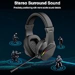 Casque de jeu sans fil, au-dessus de l'oreille BT Casques de jeu avec micro omnidirectionnel clair, faible latence, LED Lumières, pour PC (Noir+sans fil BT Version anglaise)