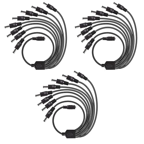 Cable divisor de alimentación de salida CC 1 hembra a 8 machos, 3 piezas de 1 a 8 CC CCTV Cámara Cable divisor de alimentación Y Adaptador para