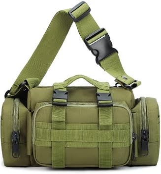 Tactical Duffle Bag, Molle Waterproof Fanny Pack with Adjustable Shoulder Strap Hand Carry Military Green