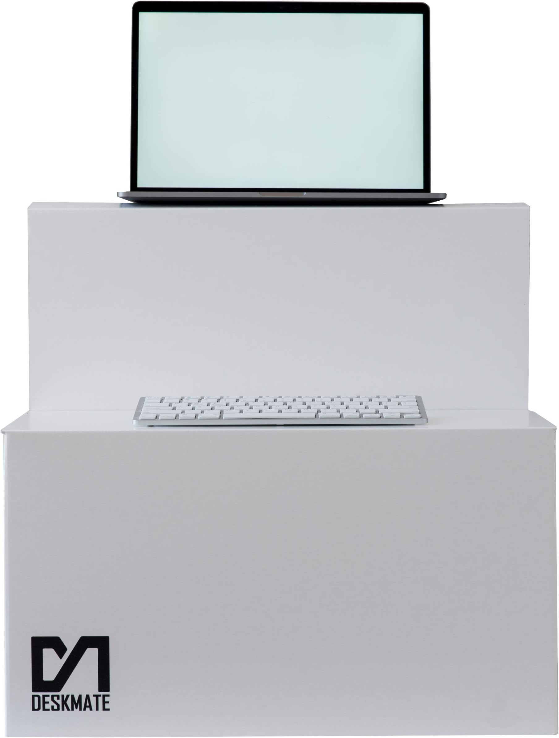 Deskmate Cardboard Original Ergonomic Standing Desk Converter | For Office Desk Workstation Use | Foldable & Portable | 2 Level Design Works With Laptop PC Monitors Keyboards | For Lower Back Health