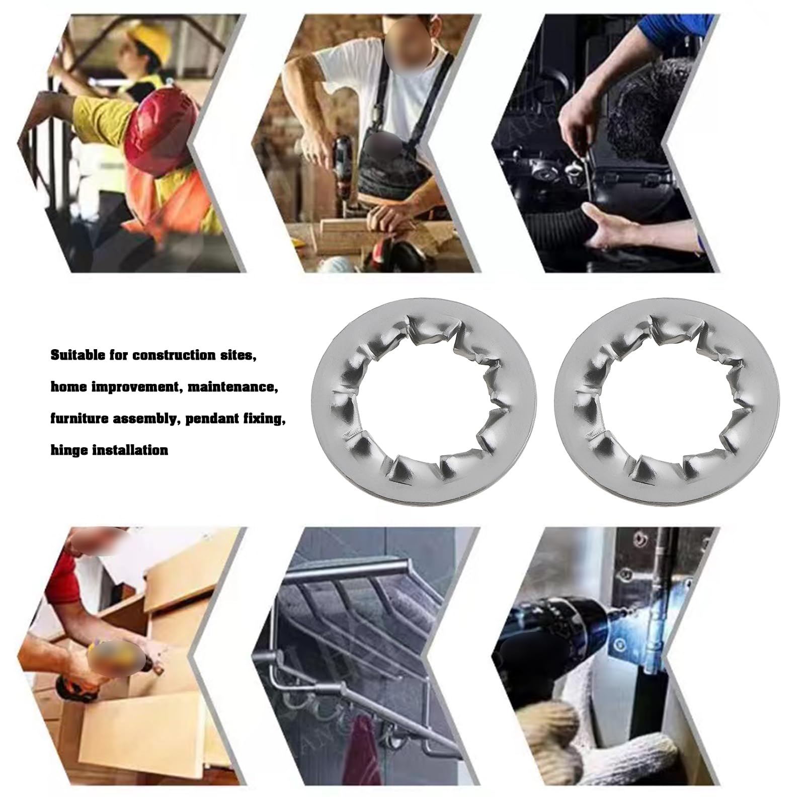 VGOL 150pcs Internal Toothed Shakeproof Lock Washers 304 Stainless Steel Bolt Base DIN6798J for Furniture Repair Outdoor Construction Electrical Maintenance (M4/M6/M8/M10/M12) - Image 3