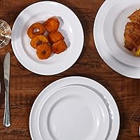 Vista 4 de TP Platos de cena de melamina de 8.5", juego de 6 platos, platos de servir irrompibles para interior y exterior, servicio para 6, color blanco