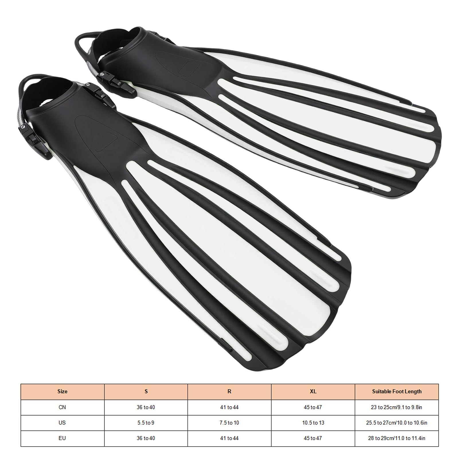 XUMIUZIY Aletas de Buceo Ajustables Diseño Eficiente para Hombres Mujeres Natación, Material TPR, 1 Par de Aletas de Buceo Largas Equipo de Snorkel para Deportes Acuáticos Versátiles