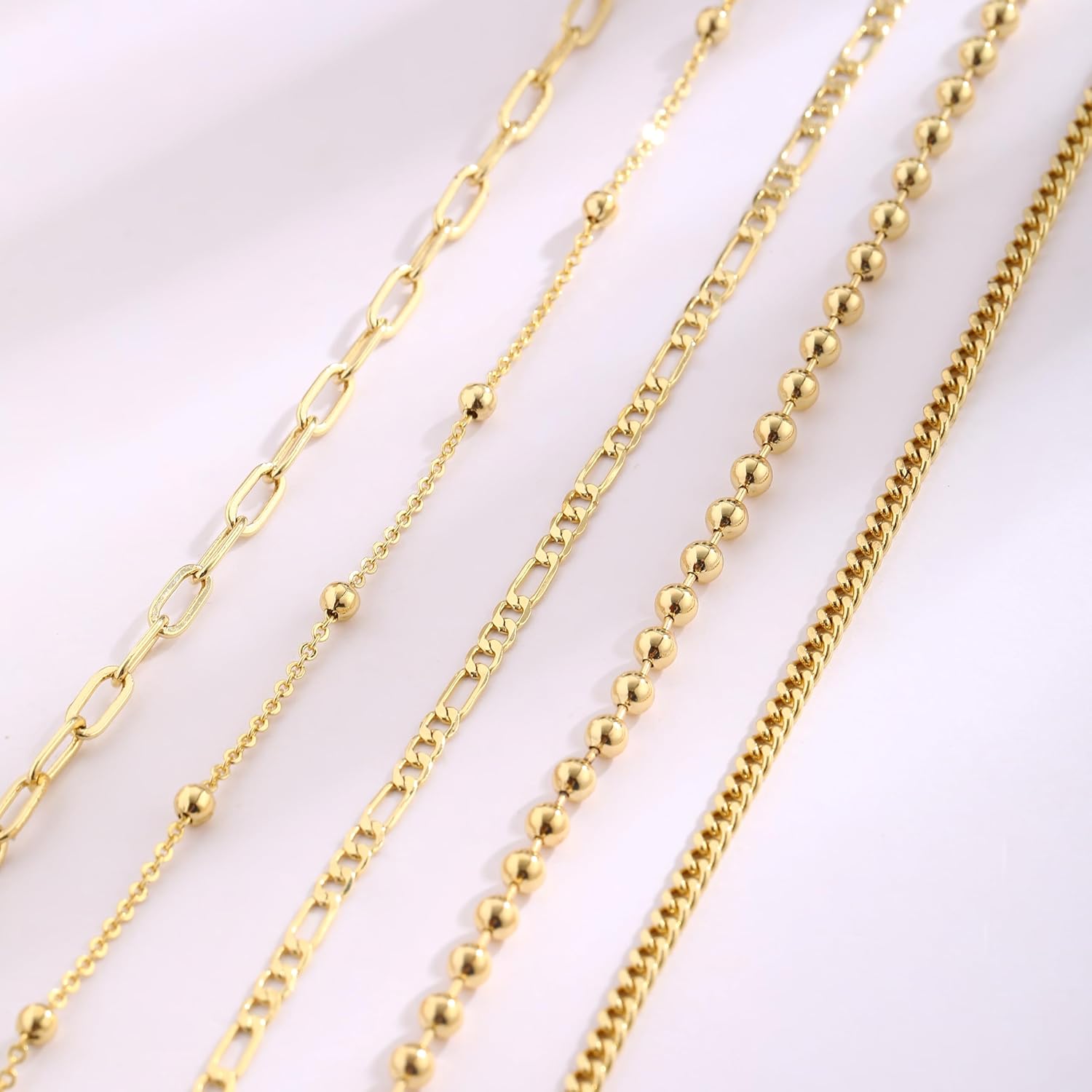 Bracelets for Women, Waterproof 14K Gold/Silver Plated Stackable Bracelets for Women Non Tarnish Trendy Dainty Paperclip Figaro Box Herringbone Hand Chain Bracelet Pack Stack Adjustable Jewelry for Women - Image 5