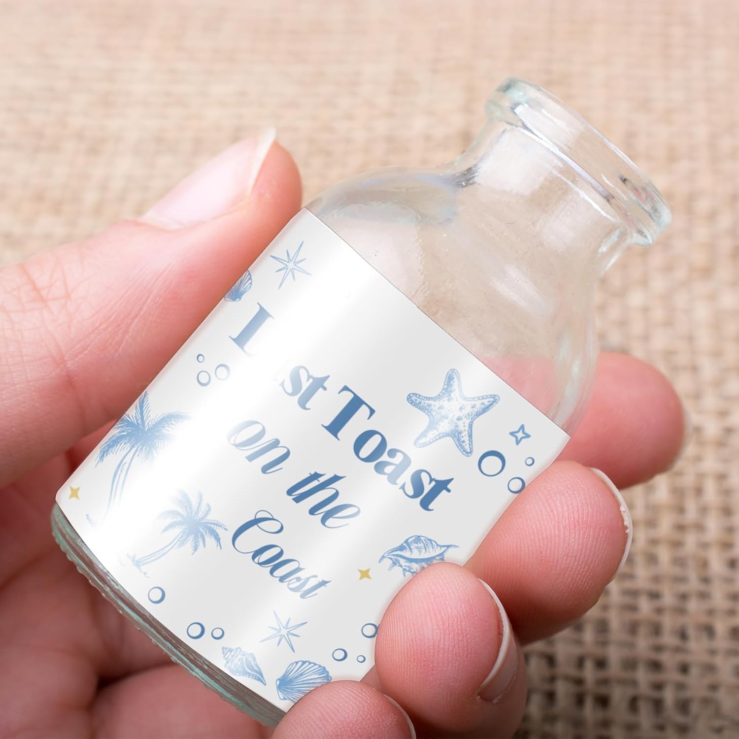 24pcs Wine Bottle Labels Stickers, 2in Last Toast on the Coast Bachelorette Liquor Labels Personalized Small Adhesive Label Decorations for 50ml Water Liquor Bottles Beach Party DIY Supplies