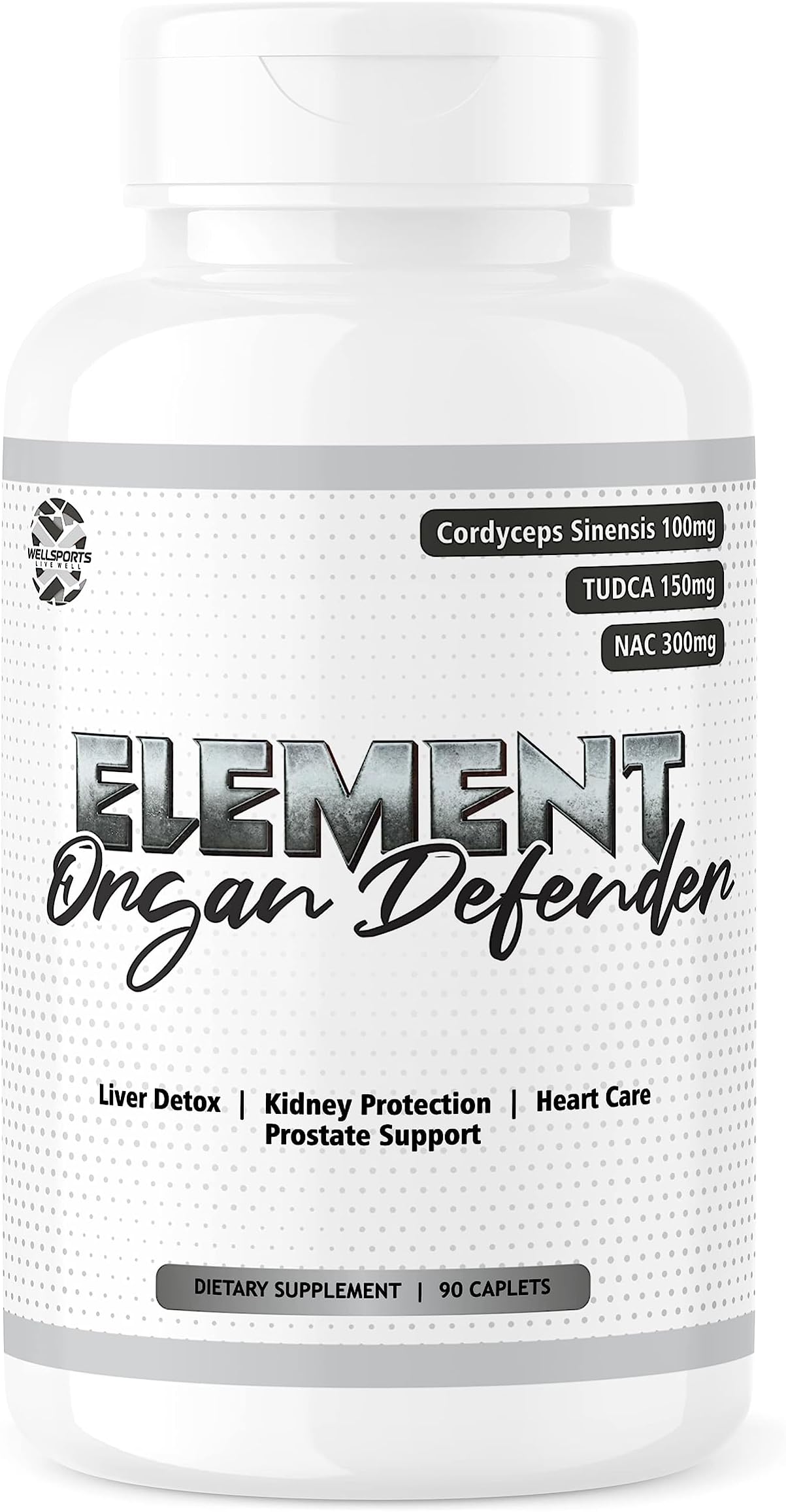 Wellsports- Element Organ Defender | Organ Defender | liver detox | Organ Support | TUDCA | Cordyceps Sinesis | NAC | Kidney Supports | Prostate | (90 Tabs)