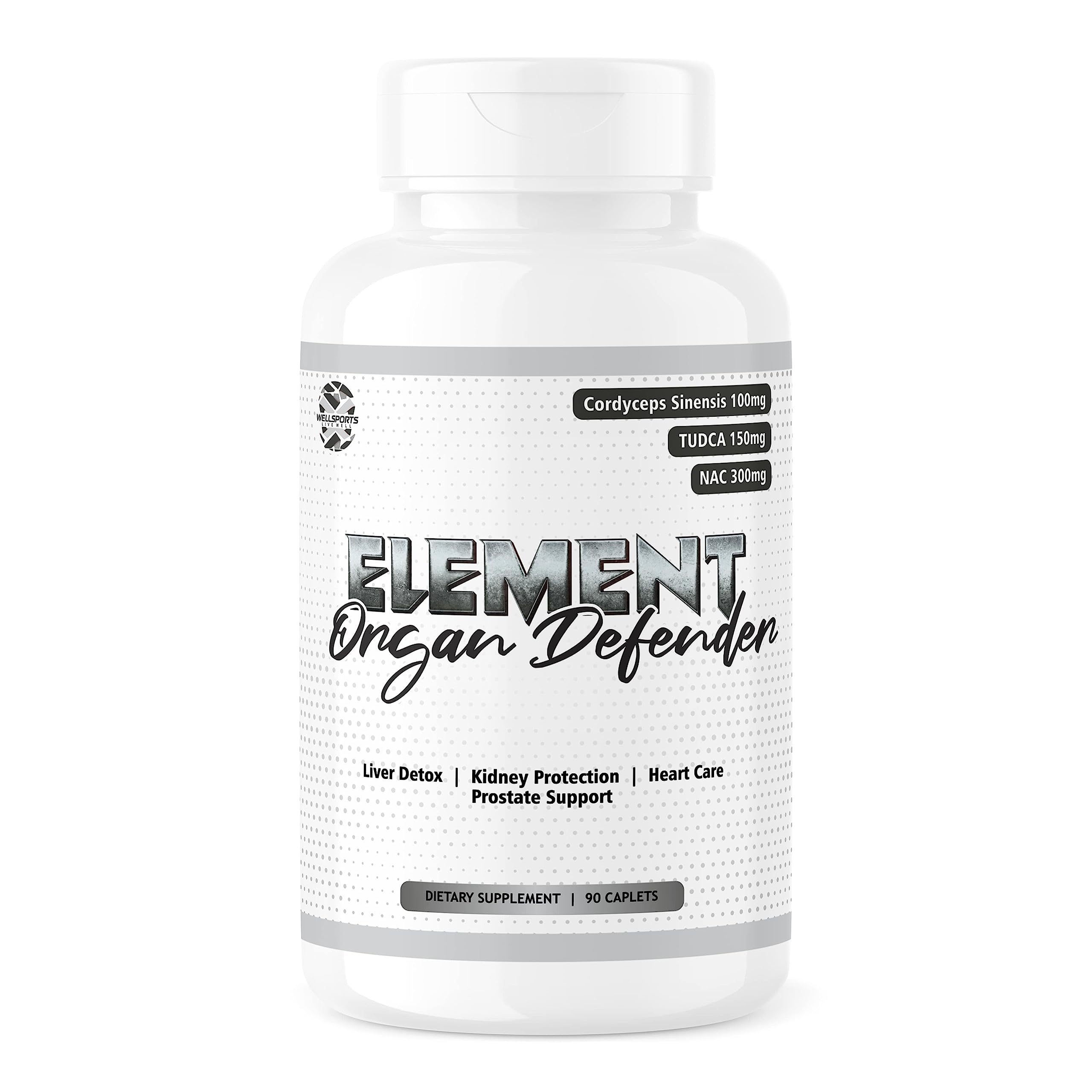 Wellsports- Element Organ Defender | Organ Defender | liver detox | Organ Support | TUDCA | Cordyceps Sinesis | NAC | Kidney Supports | Prostate | (90 Tabs)