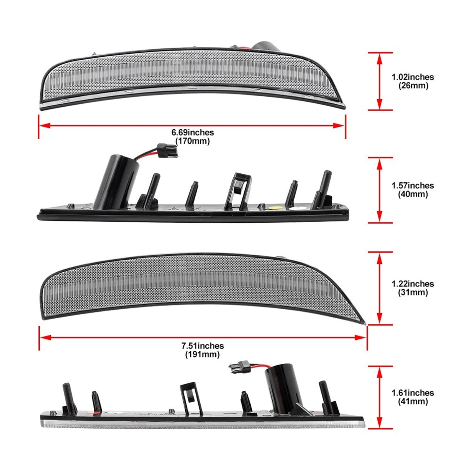 indicatore Luminoso Compatibile con Fiat per 500 Sport 2011 2012 2013 2014 2015 2016 2017 Auto Mudguard Side Marker Indicatori di Direzione OEM: 68136734AA 68136735AA(Smoked Lens)