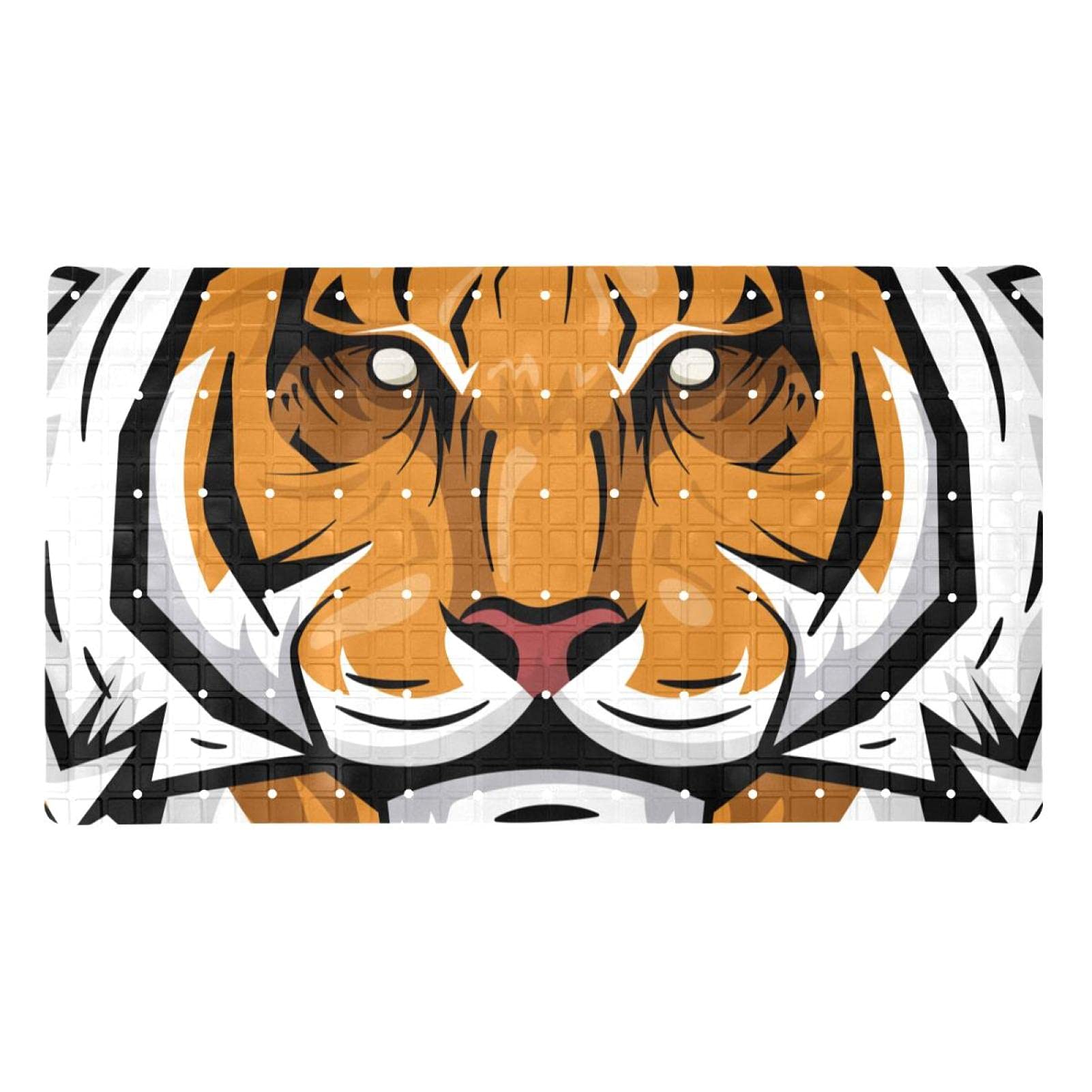 Tapis de salle de bain antidérapant Tigre avec ventouses pour douche et baignoire