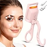 Heated Eyelash Curler, 5S Fast Heating Electric Eyelash Curler, Safe Anti-Scald Eyelash Curlers with Silicone Pad, Type-C Quick Charge, Intelligent Temp Control, 24H Long-Lasting Curls (Pink)