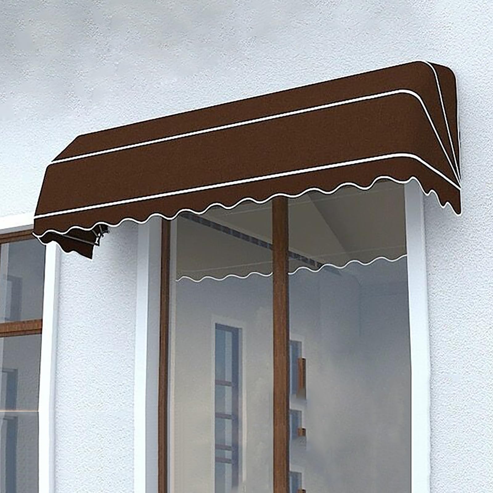 GJZQDKX Curved Retractable Door Window Canopy Awning Outdoor Rain Snow Protection Sunshade Shelter for Cafe Restaurant Store Brown 220x60x60cm
