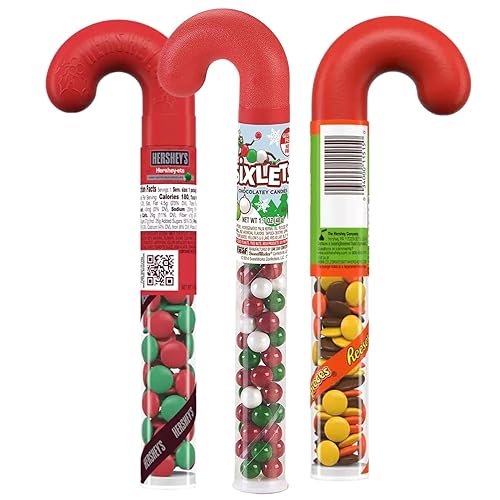 Miniatura 5 de Tubos de plástico de bastón de caramelo rellenos de chocolate recubierto y mantequilla de maní rellenos de calcetines de dulces de Navidad paquete