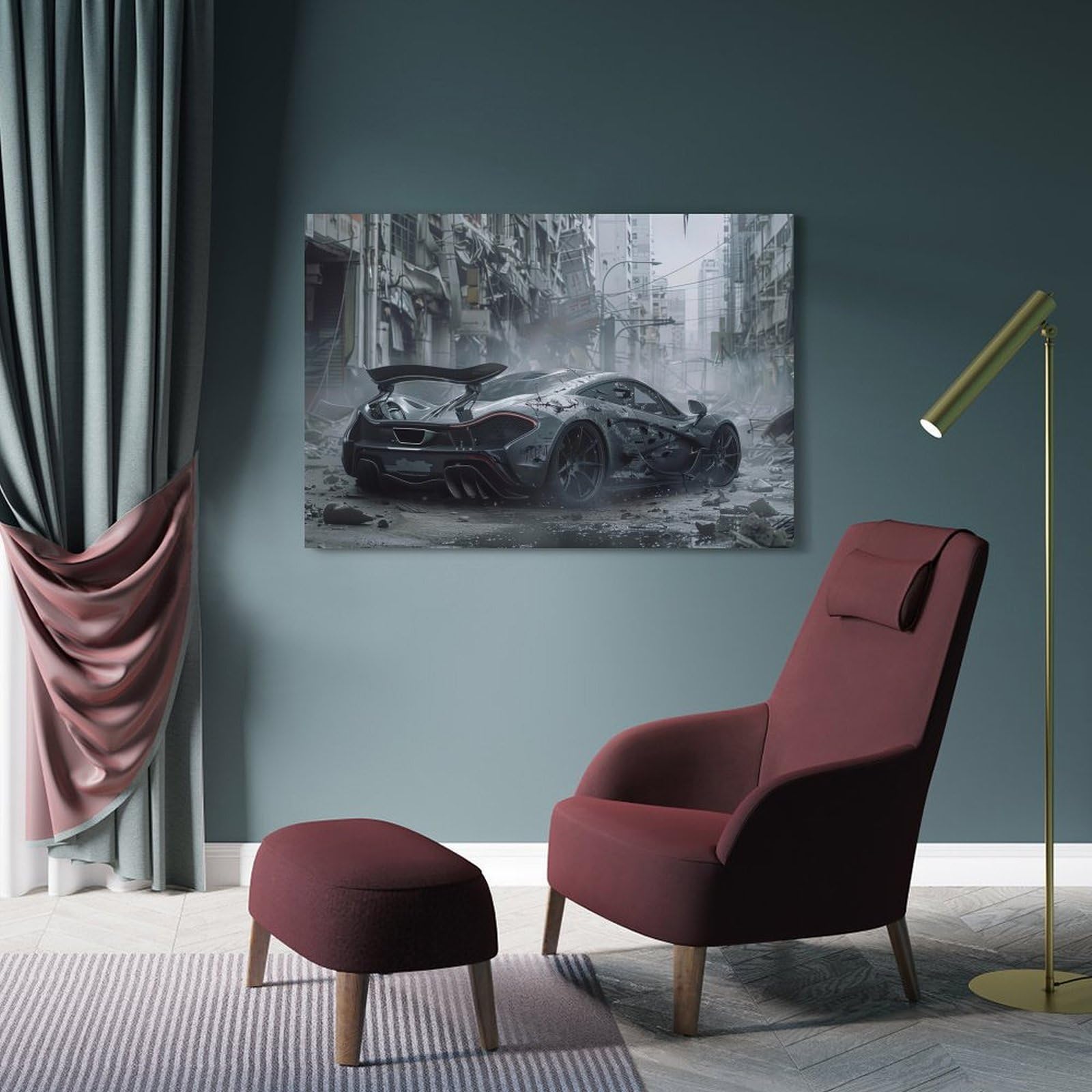 JIYAYCU Supercar-Poster P1, personalisiert für eine postapokalyptische Welt, dekoratives Gemälde, Leinwand-Kunstbild, 60 x 90 cm