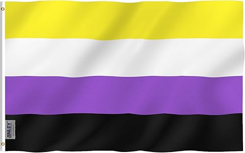 ANLEY Fly Breeze - Bandera de orgullo no binaria de 3 x 5 pies, color vivo y a prueba de decoloración, doble costura, NB Nonbinary Pride LGBT