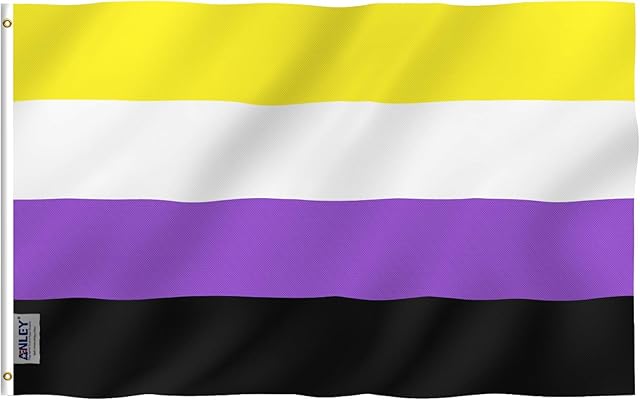 ANLEY Fly Breeze 3x5 Foot Non-Binary Pride Flag - Vivid Color and UV Fade Resistant - Double Stitched - NB Pride Genderqueer Gender Identity Flags Polyester with Brass Grommets 3 X 5 Ft