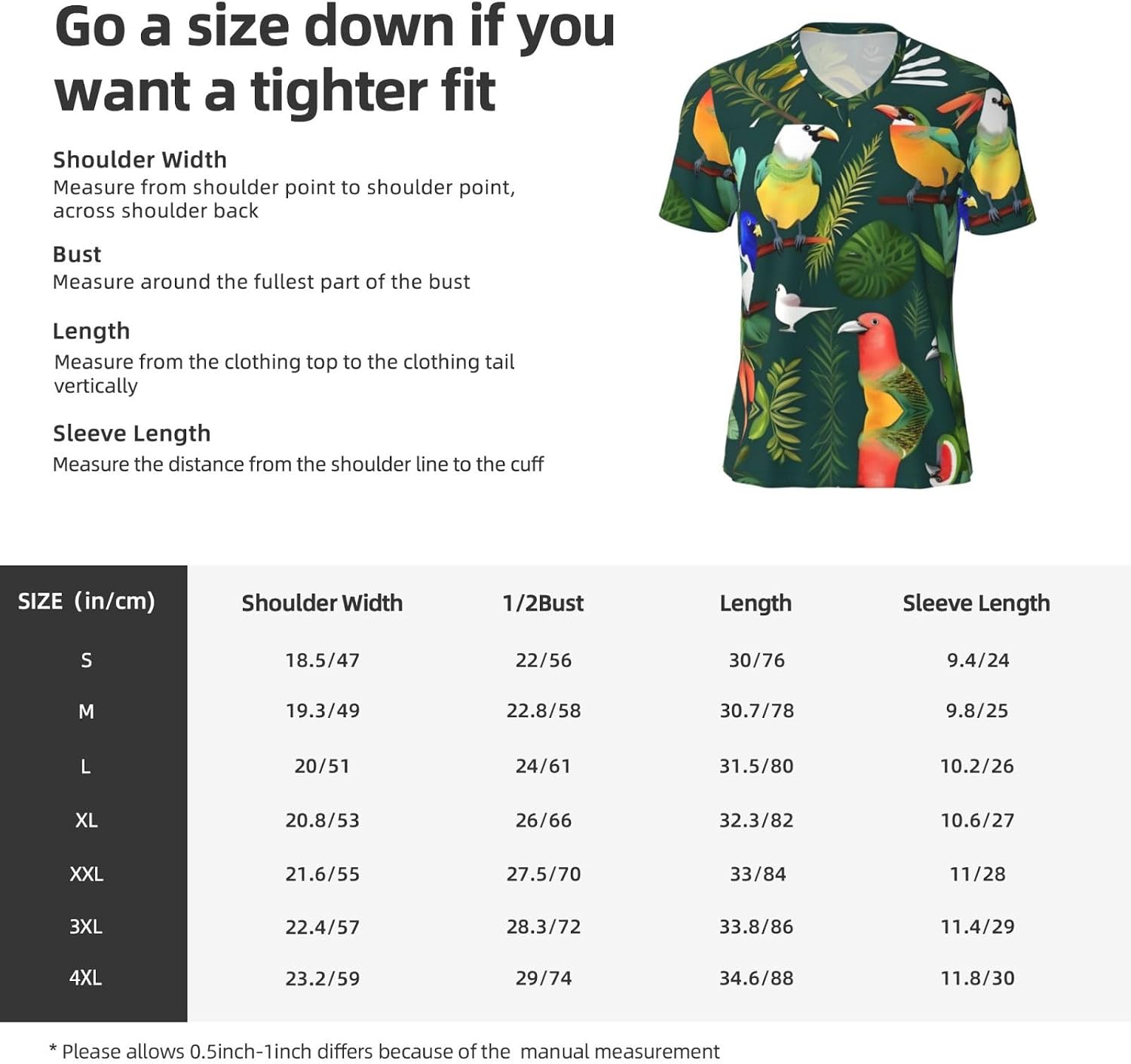 Tropical Birds and Plant Leaf Rugby Football Jersey for Men, Comfortable V-Neck Loose Fit Top for Team Sports Athletics
