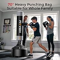 Vista 9 de FITVEN - Bolsa de boxeo independiente con guantes de boxeo, bolsa de boxeo pesada con base de ventosa - Bolsa de kickboxing para hombres