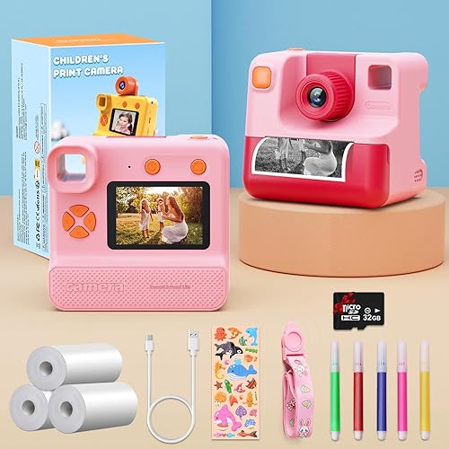 Miniatura 7 de GREENKINDER Cámara para niños, impresión instantánea, cámara digital de 48 MP con cero tinta, cámara de video selfie 1080P con tarjeta TF de 32 G,