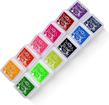 Ink Pad, 12 Colors Washable Stamp Pad for Kids...