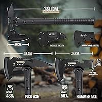 Vista 6 de Freelander - Juego de 2 hachas tácticas, Tomahawk afilado con vaina, Tomahawk portátil con clip y abridor de botellas, hacha de supervivencia