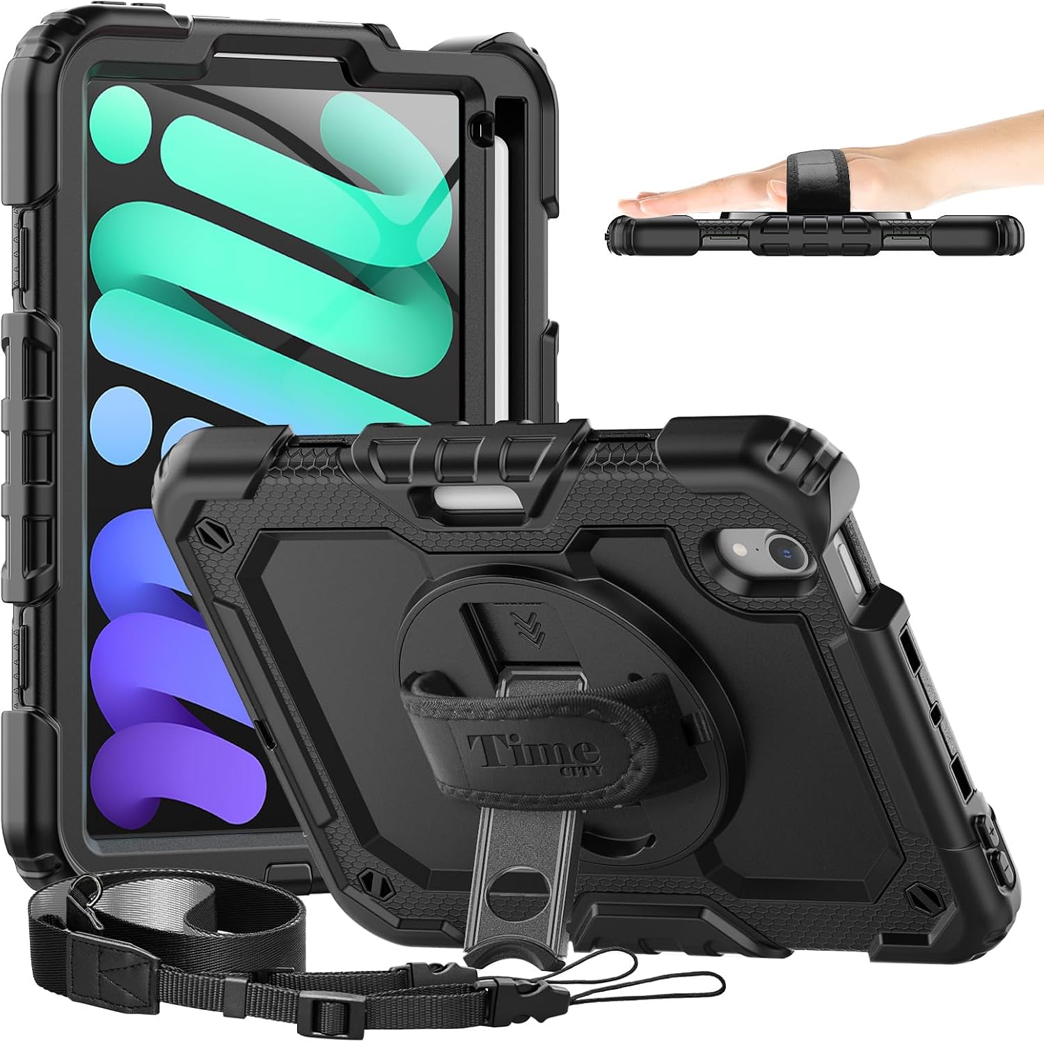 Timecity for iPad mini 6/7 (A17 Pro) Generation Case with Pencil Holder
