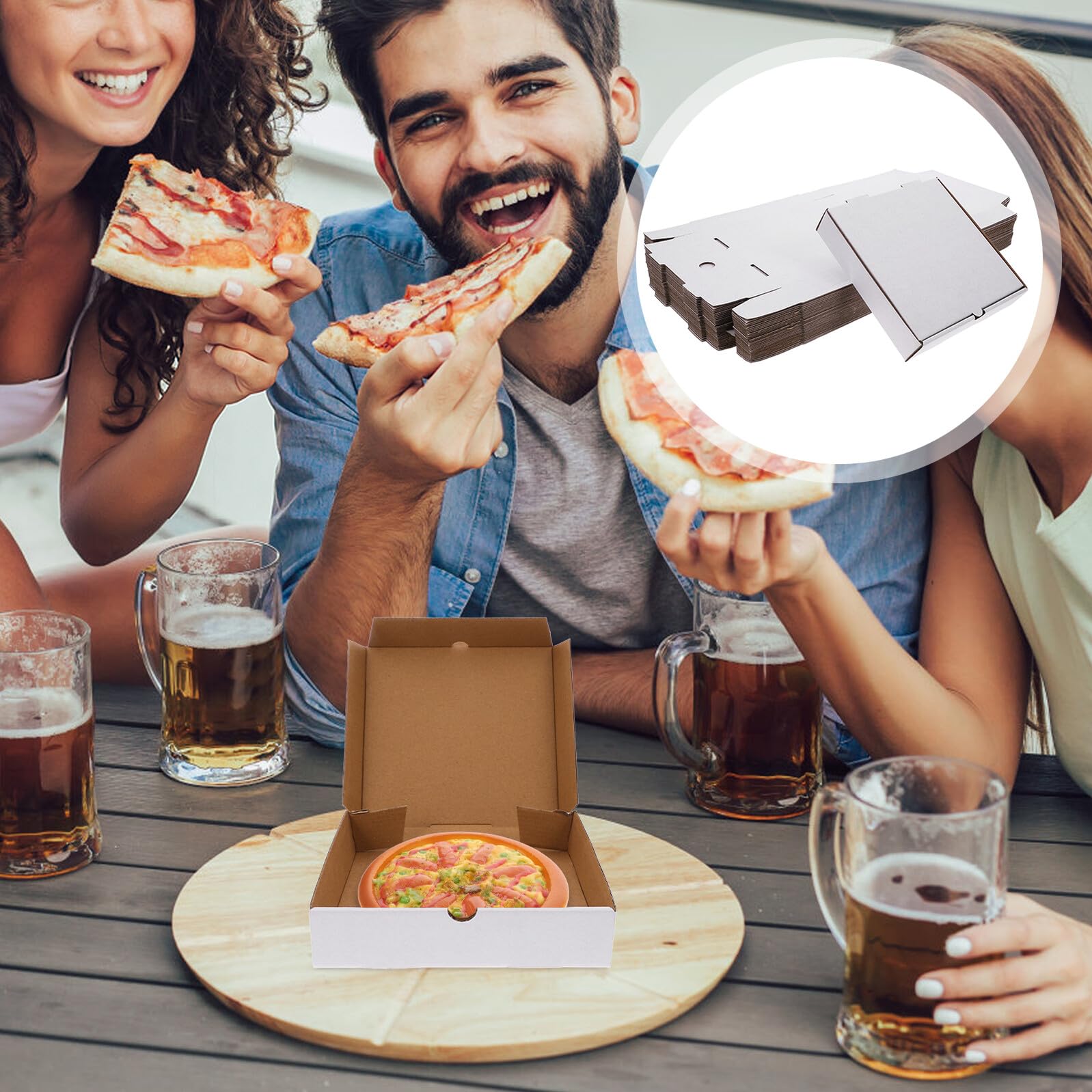 FRCOLOR 30 piezas Cajas de Cartón Kraft para Pizza de Resistentes y Reutilizables para Take Away Horno y Almacenamiento de Alimentos Pack de Unidades
