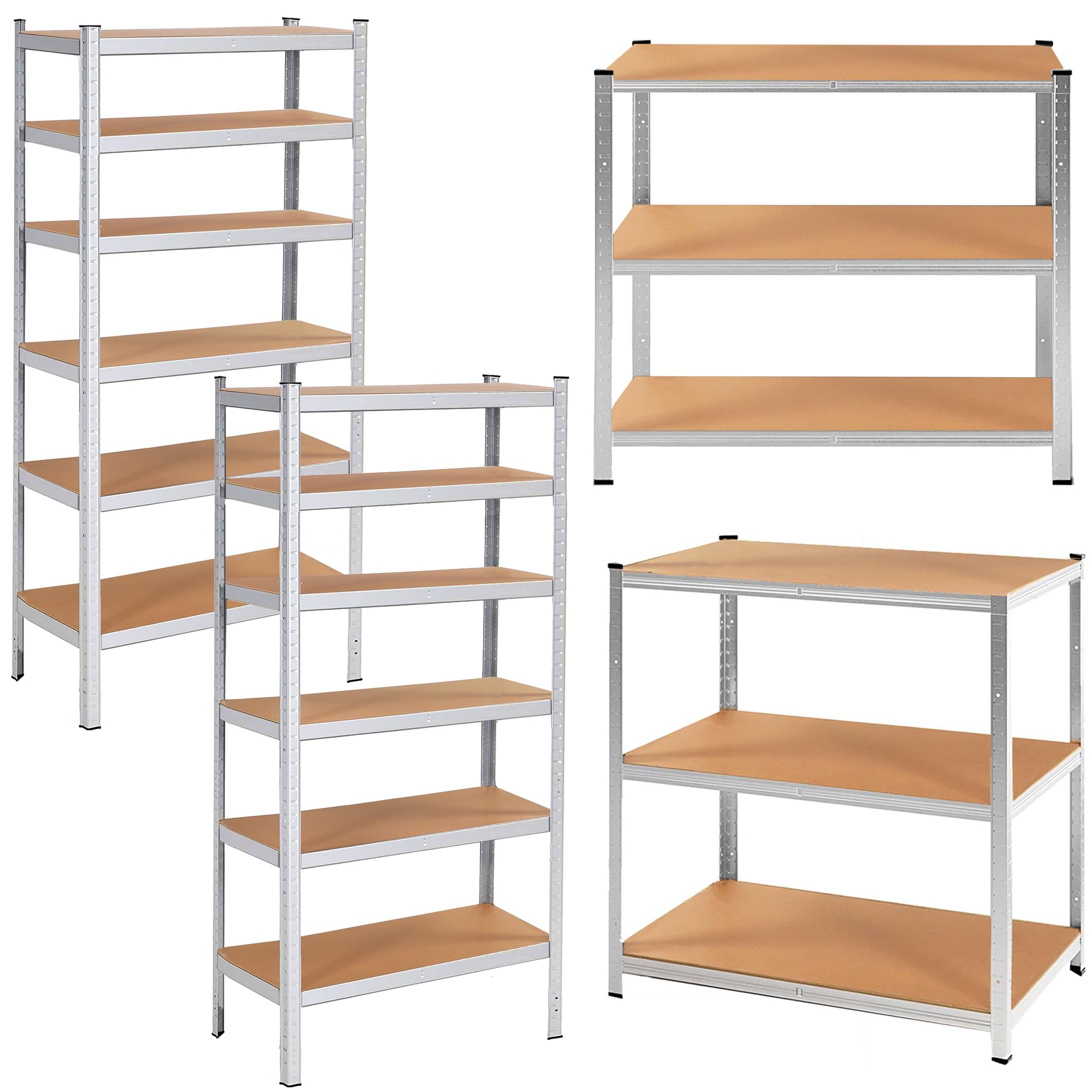 SPRINGOS Scaffali in metallo per carichi pesanti, 110 x 225 x 50 cm, 2 pezzi