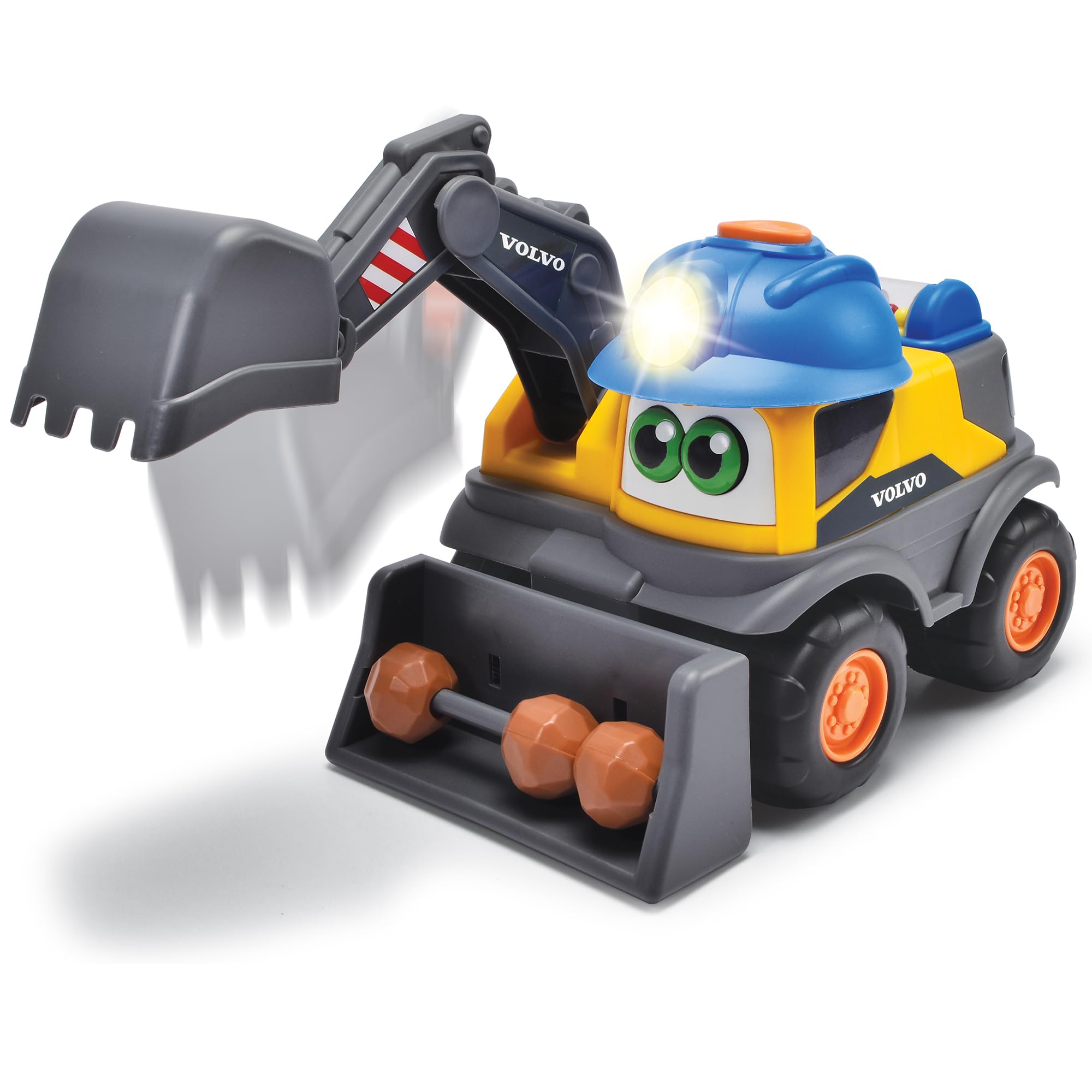Dickie ABC - Danny Digger - Véhicule Pelleteuse (25 cm) pour Enfants à partir de 2 Ans - Véhicule Volvo motorisé pour travaux avec Bras Pelleteuse Mobile, Fonctions Jouet, lumière et Son (204114013)