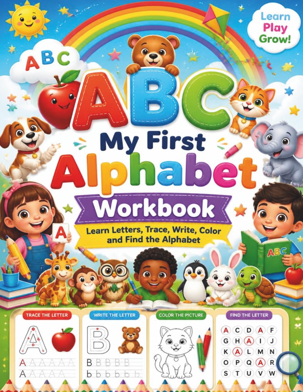 My First Alphabet Workbook: Learn Letters, Trace, Write, Color, and Find the Alphabet for Preschool, Pre-K, Kindergarten, and Early Learners Ages 3–6