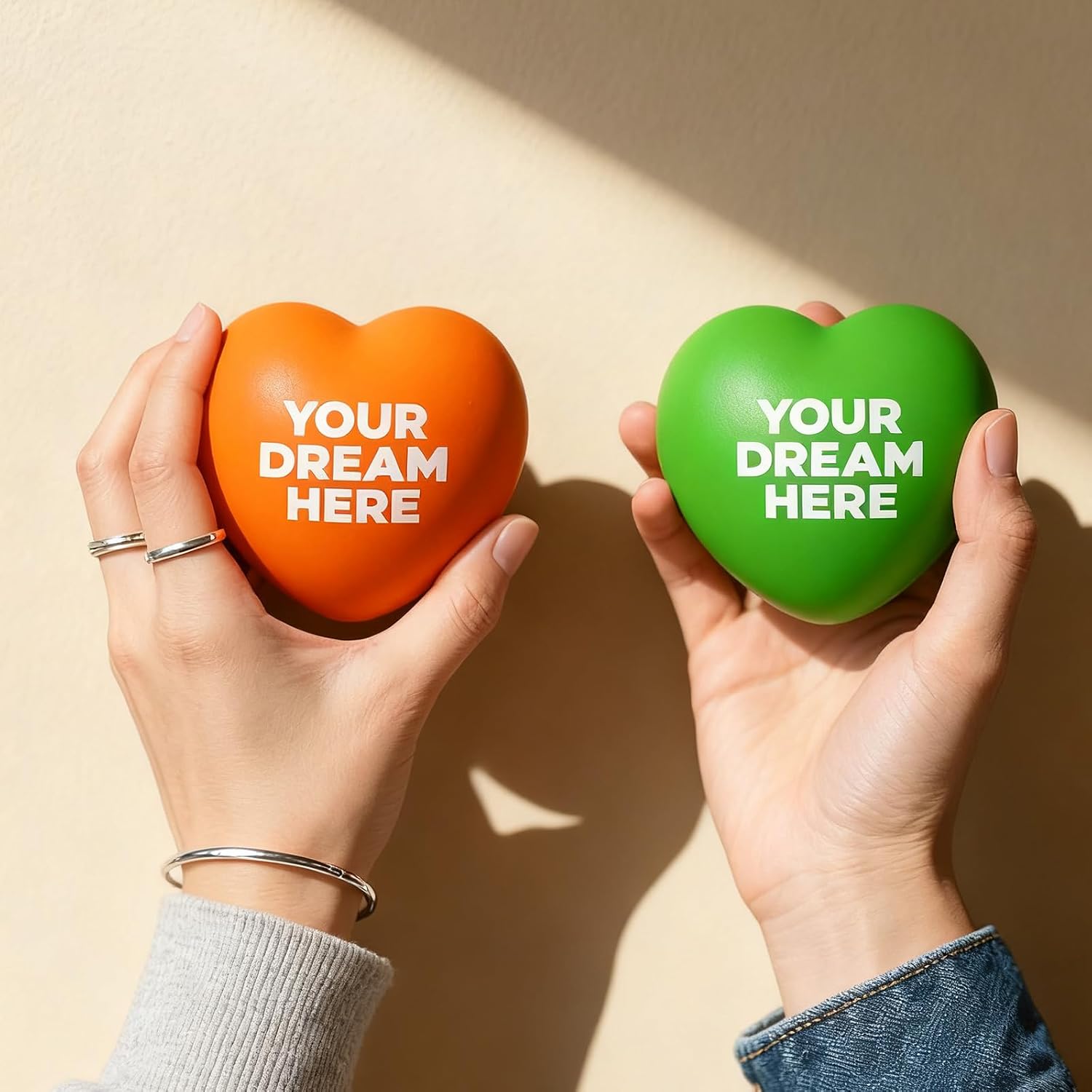 10/50/100 PCS Custom Heart Stress Balls Bulk with Logo Text Personalized Heart Stress Balls for Adults Office Employee Appreciation Gifts Corporate Events