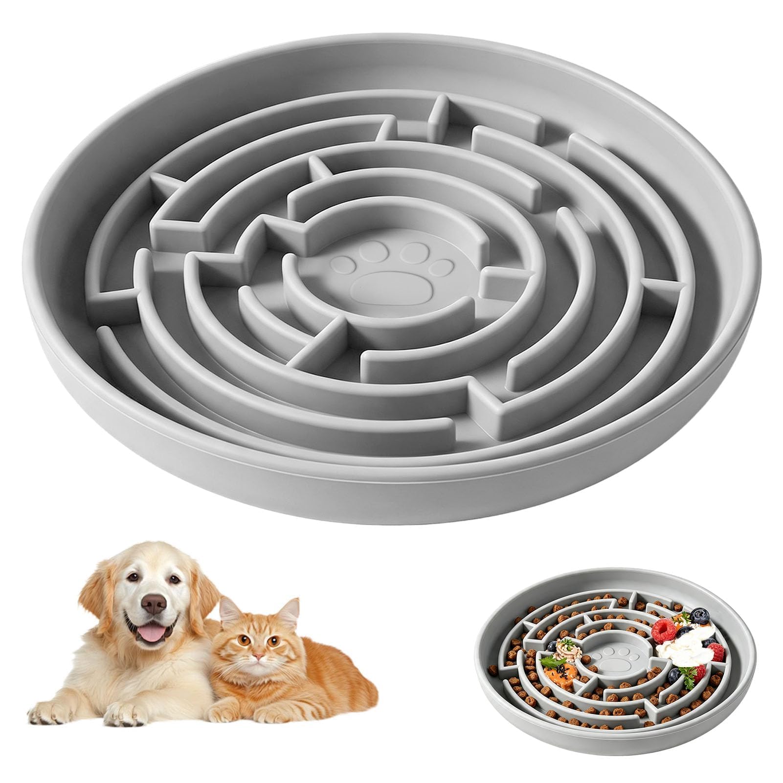 Comedero Antivoracidad para Perro y Gato, Antiasfixia, Antideslizante