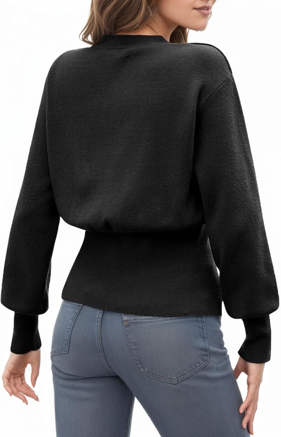Womens Button Up Cardigans Deep V Neck Long Sleeve Sweaters Knit Loose Sweater Tops - Image 5