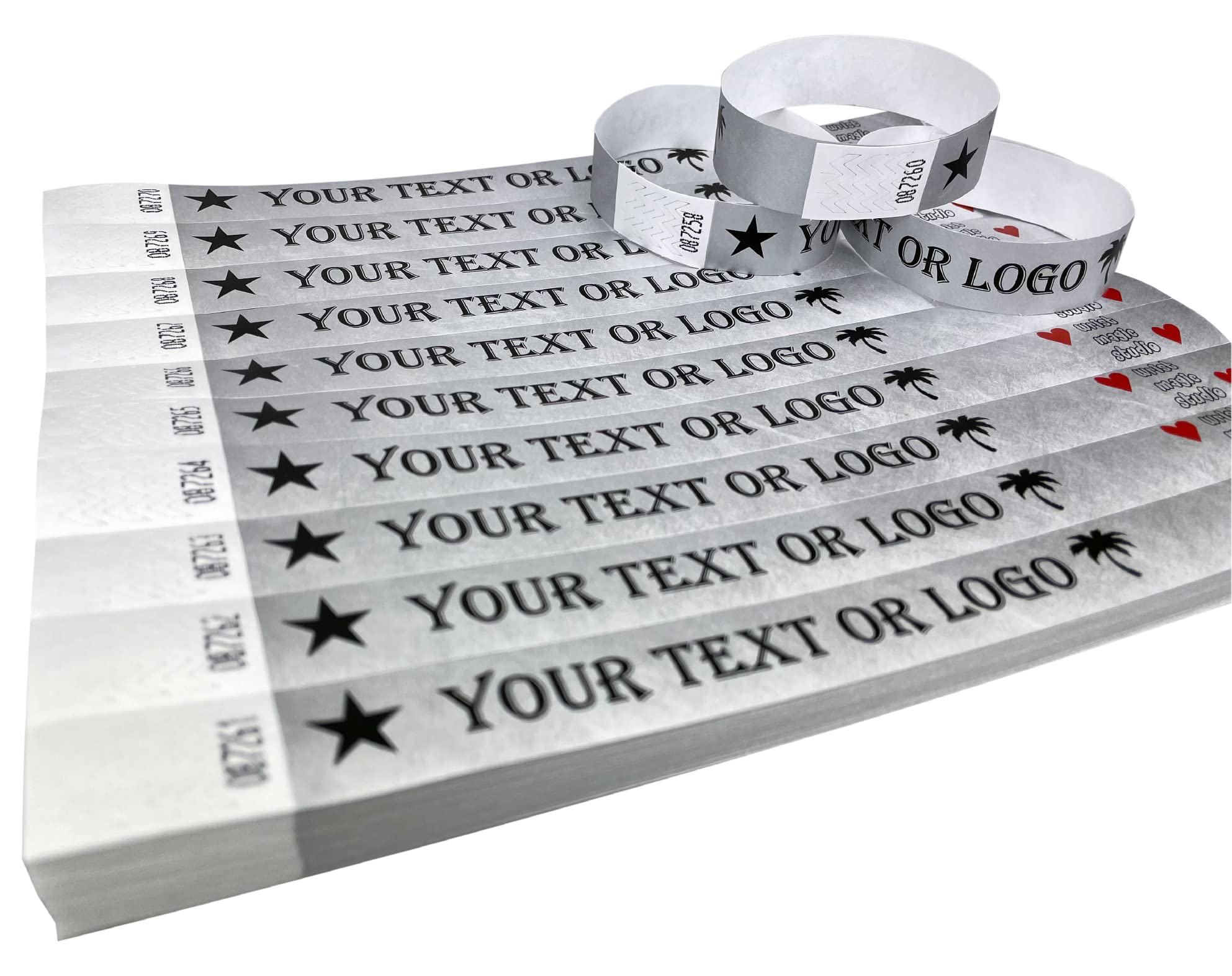 1000 Wristbands Silver Custom Printed Tyvek Wristbands with Your Personalized Text or Logo for Events, Security, Parties, Festivals, ID — image 1
