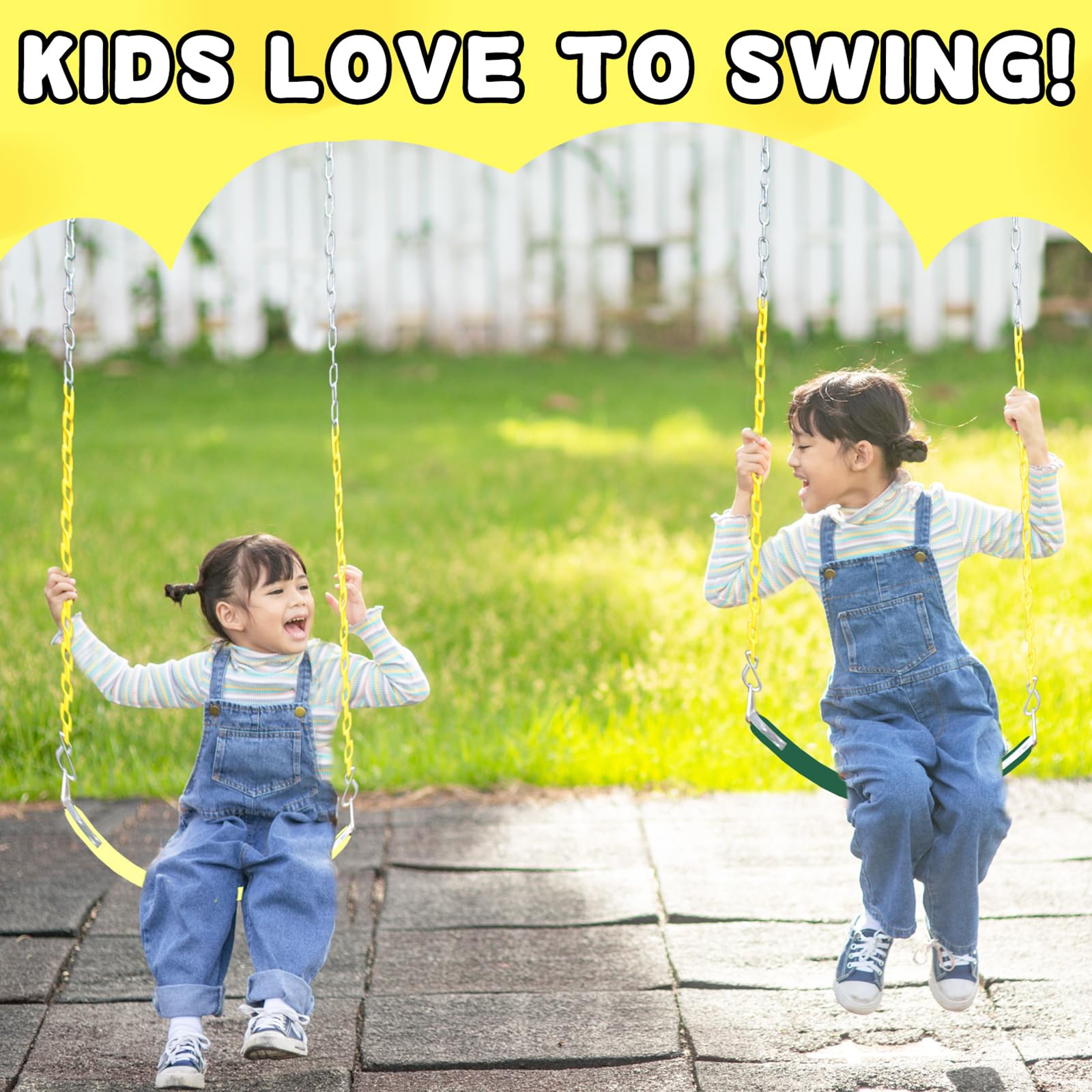 Juego de columpios para niños con columpio de cadena para adultos con anillo de ángulo de inclinación mental de acero inoxidable, adecuado para jugar en el patio trasero familiar (AB010002-6)