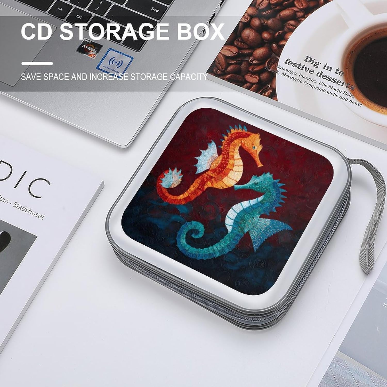 Seahorses Couples CD Case Wallet Portable DVD Holder Organizer Box image 4