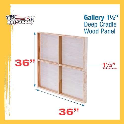 Miniatura 3 de U.S. Art Supply Paneles de madera acunados sin terminar para pintar, paquete de 2 paneles de 36 x 36 pulgadas, tableros de lienzo de madera de