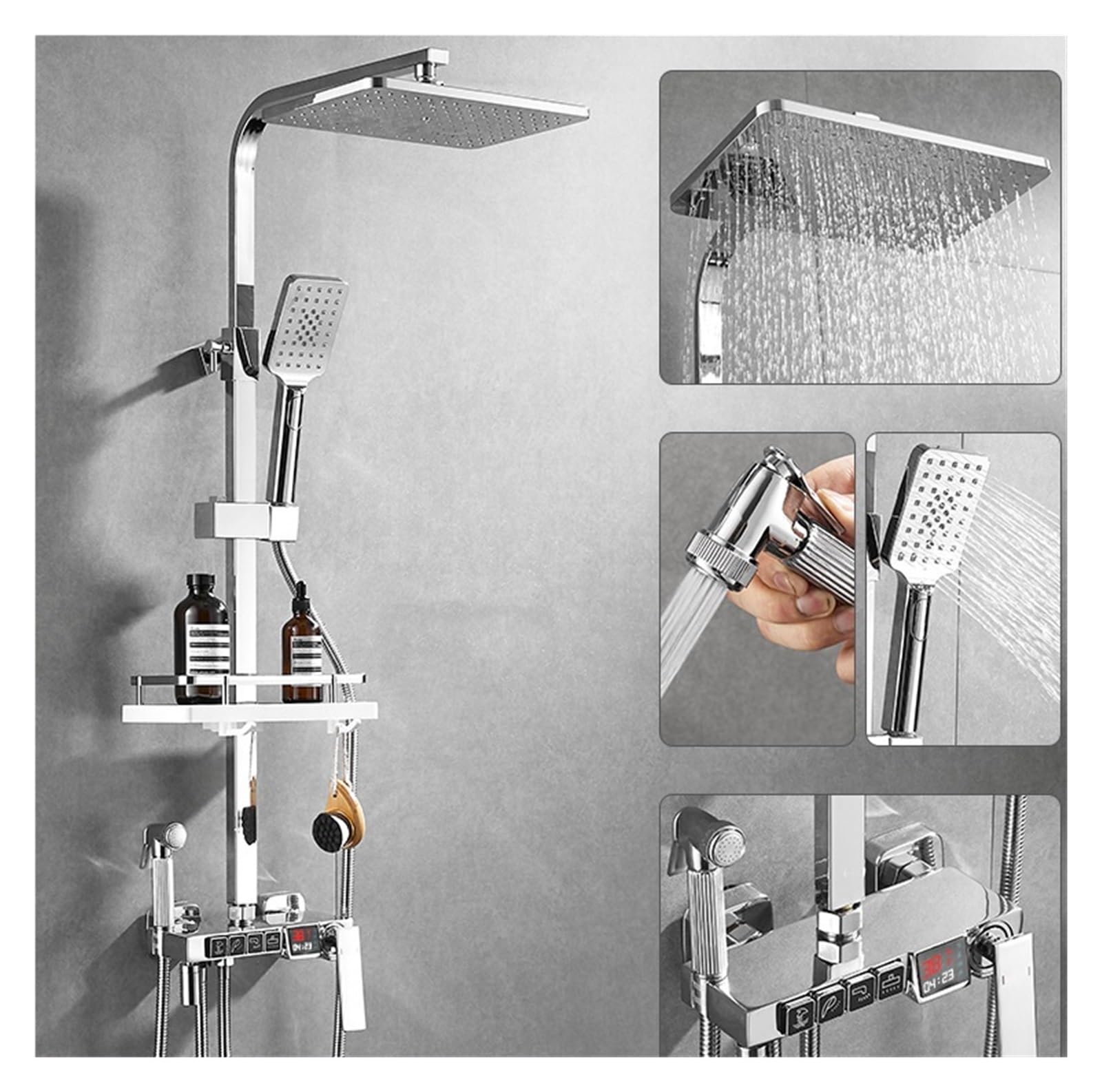 Système de pluie montage mural et mitigeur de luxe argenté pour rénover votre salle de bain