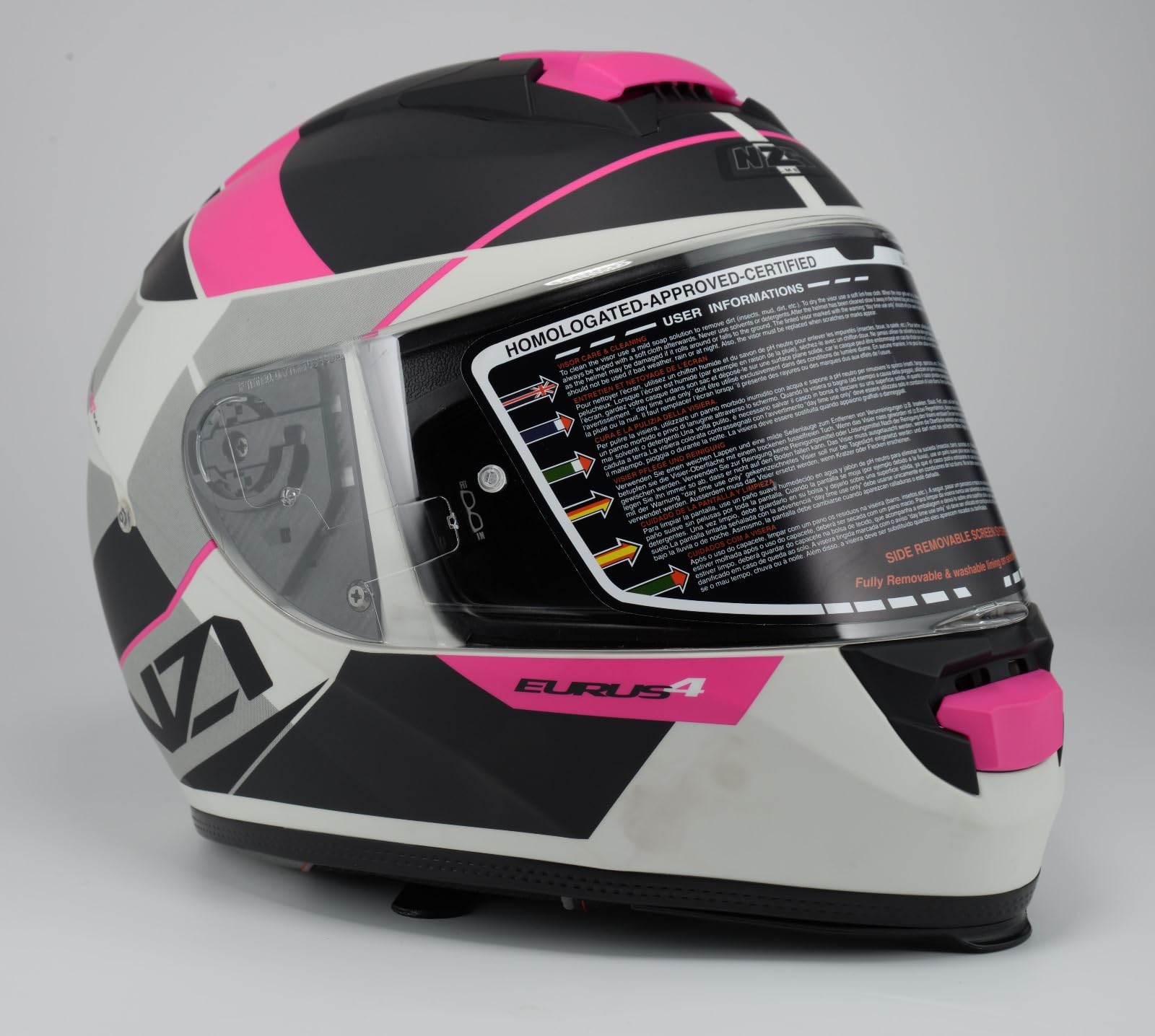 MC Casco NZI Integral para Moto Eurus 4 Vanguard Rosa Blanco Mate HOMOLOGACION 22.06 Talla S